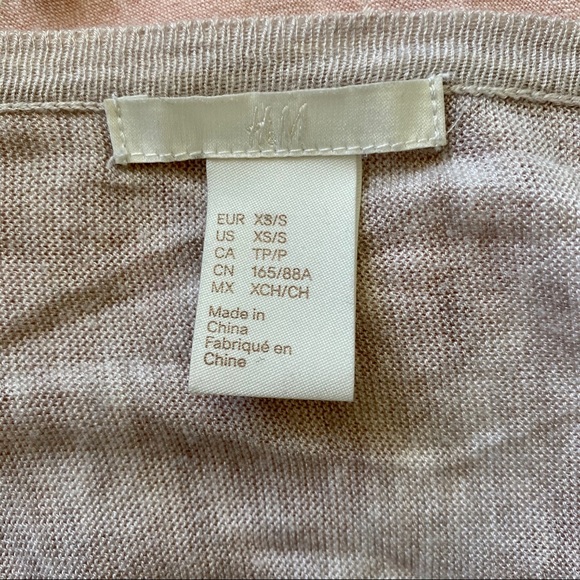 H&M‎ Black Tan Knit Striped Shawl Wrap Cardigan Size XS/S - Picture 5 of 7